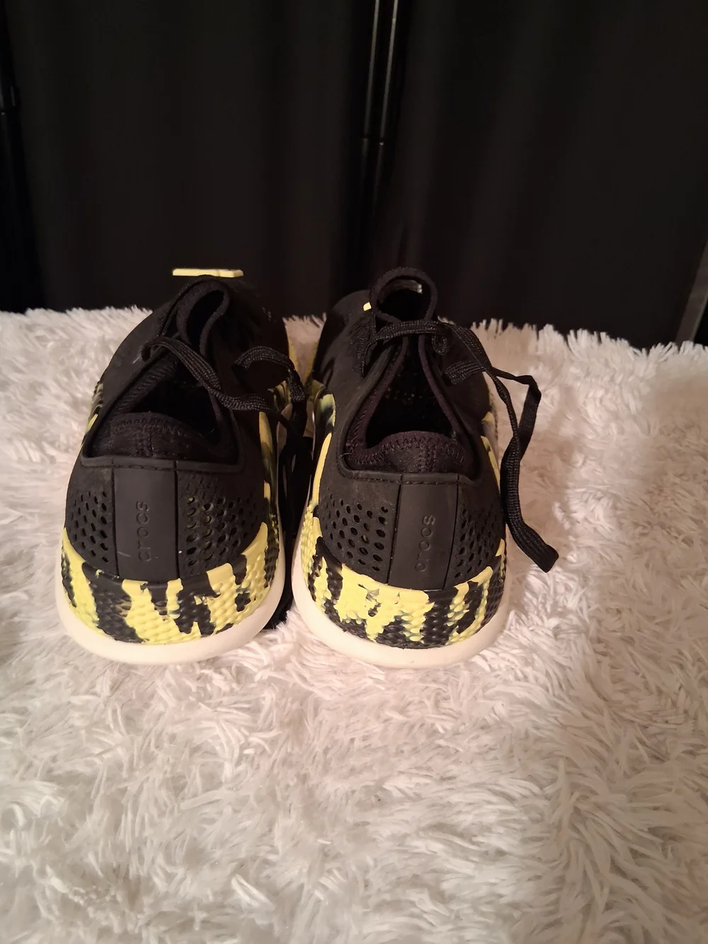 CROCS Black and Yellow LiteRide Slip-On Sneakers